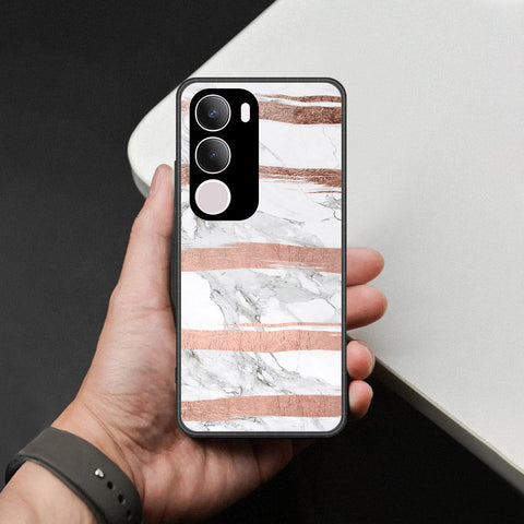Vivo Y19s Pro Cover - White Marble Series - HQ Ultra Shine Premium Infinity Glass Soft Silicon Borders Case