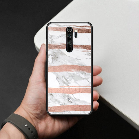 Xiaomi Redmi Note 8 Pro Cover - White Marble Series - HQ Ultra Shine Premium Infinity Glass Soft Silicon Borders Case