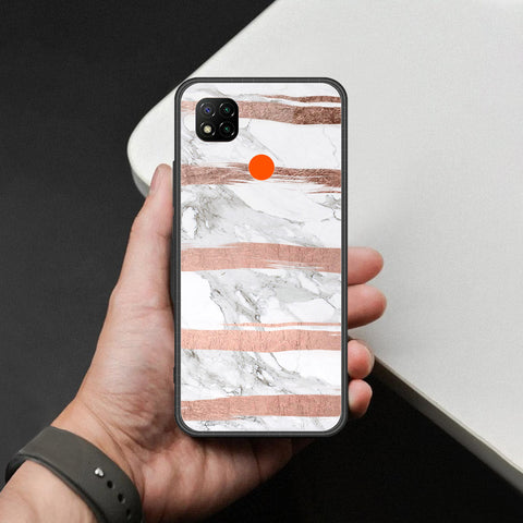Xiaomi Poco C3 Cover - White Marble Series - HQ Ultra Shine Premium Infinity Glass Soft Silicon Borders Case