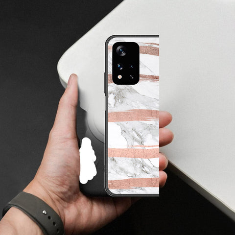 Xiaomi Redmi Note 11 5G Cover - White Marble Series - HQ Ultra Shine Premium Infinity Glass Soft Silicon Borders Case