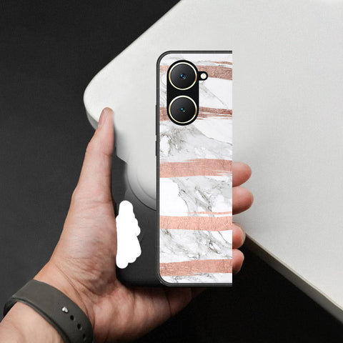 Vivo Y18 Cover - White Marble Series - HQ Ultra Shine Premium Infinity Glass Soft Silicon Borders Case