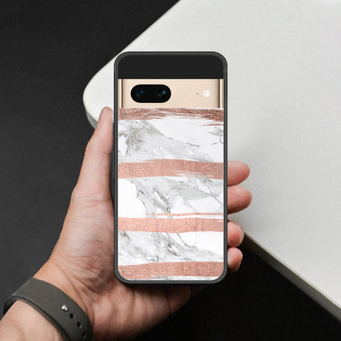 Google Pixel 7 Cover - White Marble Series - HQ Ultra Shine Premium Infinity Glass Soft Silicon Borders Case