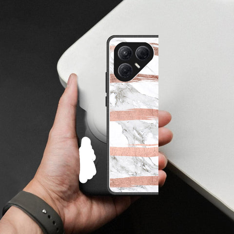 Tecno Pova 7 4G Cover - White Marble Series - HQ Ultra Shine Premium Infinity Glass Soft Silicon Borders Case