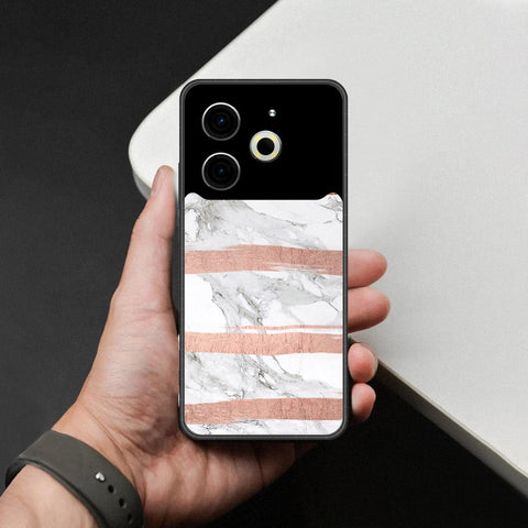 Tecno Pova 6 Pro Cover - White Marble Series - HQ Ultra Shine Premium Infinity Glass Soft Silicon Borders Case