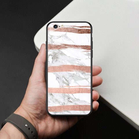 iPhone 6S / 6 Cover - White Marble Series - HQ Ultra Shine Premium Infinity Glass Soft Silicon Borders Case