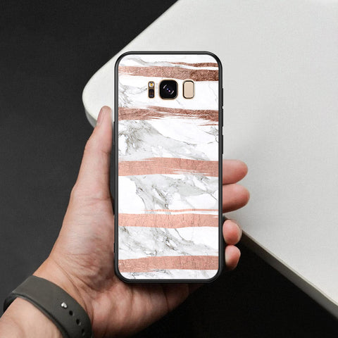 Samsung Galaxy S8 Cover - White Marble Series - HQ Ultra Shine Premium Infinity Glass Soft Silicon Borders Case