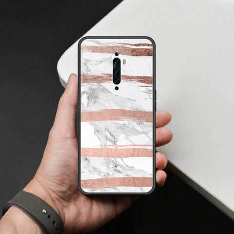 Oppo Reno 2F Cover - White Marble Series - HQ Ultra Shine Premium Infinity Glass Soft Silicon Borders Case