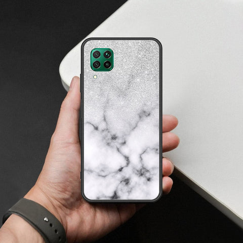 Huawei Nova 6 SE Cover - White Marble Series - HQ Ultra Shine Premium Infinity Glass Soft Silicon Borders Case