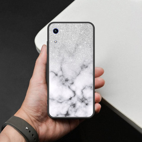 Huawei Honor 8A Cover - White Marble Series - HQ Ultra Shine Premium Infinity Glass Soft Silicon Borders Case
