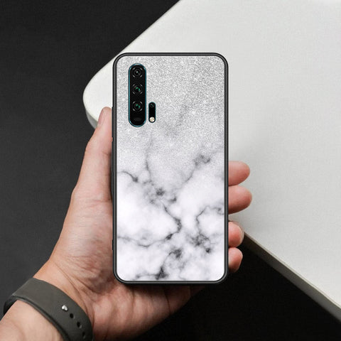 Honor 20 Pro Cover - White Marble Series - HQ Ultra Shine Premium Infinity Glass Soft Silicon Borders Case