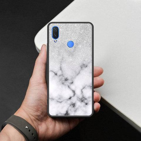 Huawei Honor Play Cover - White Marble Series - HQ Ultra Shine Premium Infinity Glass Soft Silicon Borders Case