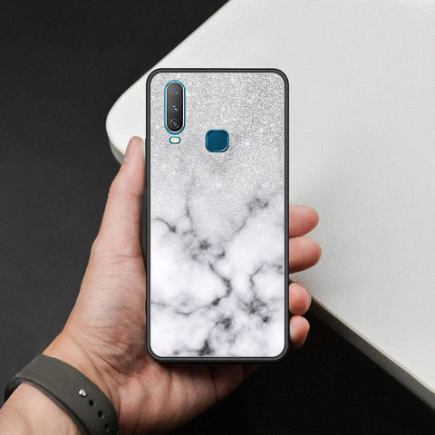 Vivo Y12 Cover - White Marble Series - HQ Ultra Shine Premium Infinity Glass Soft Silicon Borders Case