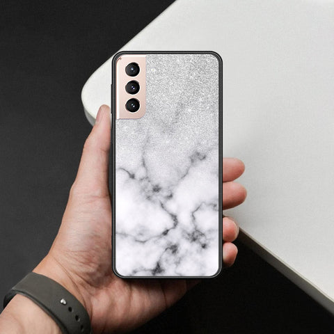 Samsung Galaxy S21 Plus 5G Cover - White Marble Series - HQ Ultra Shine Premium Infinity Glass Soft Silicon Borders Case
