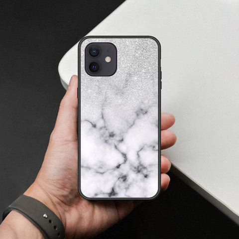 iPhone 12 Mini Cover - White Marble Series - HQ Ultra Shine Premium Infinity Glass Soft Silicon Borders Case
