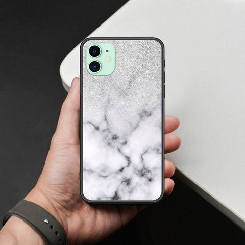 iPhone 11 - White Marble Series - HQ Ultra Shine Premium Infinity Glass Soft Silicon Borders Case