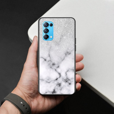 Oppo Find X3 Lite Cover - White Marble Series - HQ Ultra Shine Premium Infinity Glass Soft Silicon Borders Case