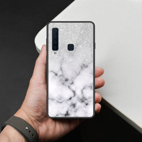 Samsung Galaxy A9 2018 Cover - White Marble Series - HQ Ultra Shine Premium Infinity Glass Soft Silicon Borders Case