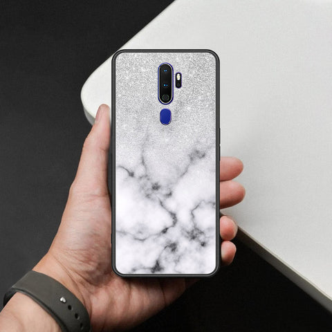 Oppo A5 2020 Cover - White Marble Series - HQ Ultra Shine Premium Infinity Glass Soft Silicon Borders Case