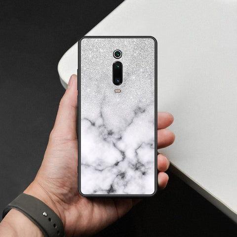 Xiaomi Mi 9T Cover - White Marble Series - HQ Ultra Shine Premium Infinity Glass Soft Silicon Borders Case