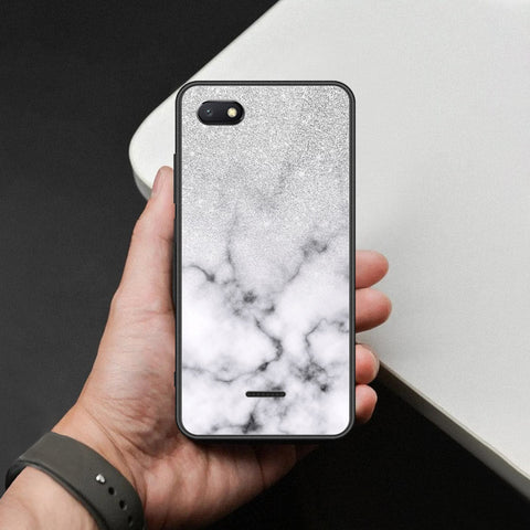 Xiaomi Redmi 6A Cover - White Marble Series - HQ Ultra Shine Premium Infinity Glass Soft Silicon Borders Case