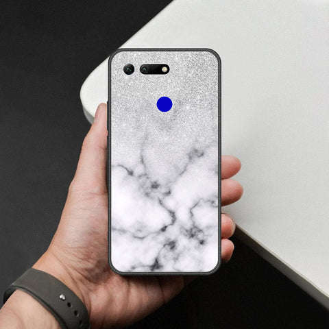 Huawei Honor View 20 Cover - White Marble Series - HQ Ultra Shine Premium Infinity Glass Soft Silicon Borders Case