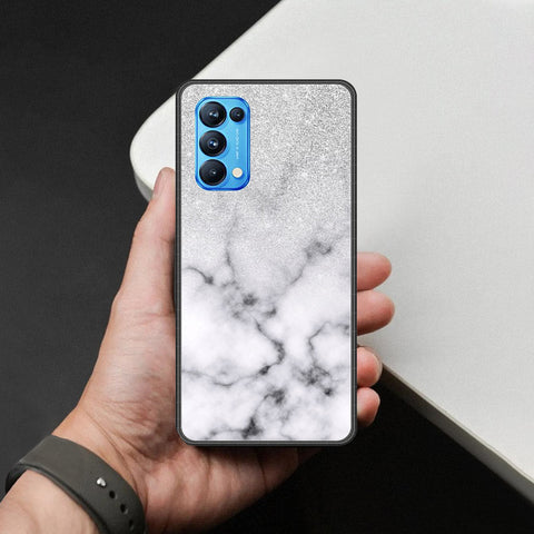 Oppo Reno 5 Pro 5G Cover - White Marble Series - HQ Ultra Shine Premium Infinity Glass Soft Silicon Borders Case