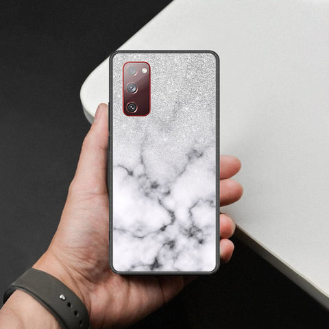 Samsung Galaxy S20 FE Cover - White Marble Series - HQ Ultra Shine Premium Infinity Glass Soft Silicon Borders Case