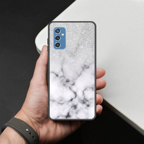 Samsung Galaxy M52 5G Cover - White Marble Series - HQ Ultra Shine Premium Infinity Glass Soft Silicon Borders Case