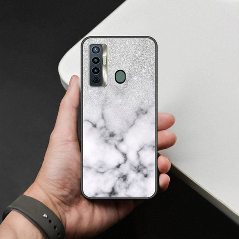 Tecno Camon 17 Cover - White Marble Series - HQ Ultra Shine Premium Infinity Glass Soft Silicon Borders Case