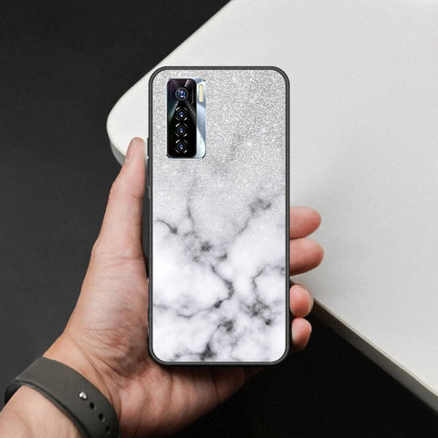 Tecno Camon 17 Pro Cover - White Marble Series - HQ Ultra Shine Premium Infinity Glass Soft Silicon Borders Case