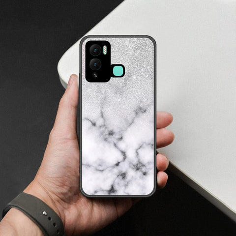 Infinix Hot 12 Play Cover - White Marble Series - HQ Ultra Shine Premium Infinity Glass Soft Silicon Borders Case