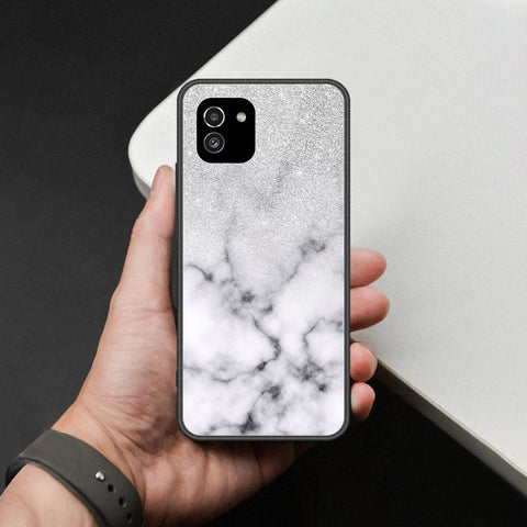 Samsung Galaxy A03 Cover - White Marble Series - HQ Ultra Shine Premium Infinity Glass Soft Silicon Borders Case