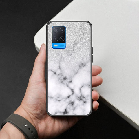 Oppo A54 4G Cover - White Marble Series - HQ Ultra Shine Premium Infinity Glass Soft Silicon Borders Case