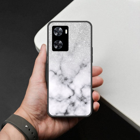 Oppo A57 4G 2022 Cover - White Marble Series - HQ Ultra Shine Premium Infinity Glass Soft Silicon Borders Case