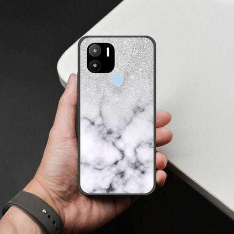 Xiaomi Redmi A1 Plus Cover - White Marble Series - HQ Ultra Shine Premium Infinity Glass Soft Silicon Borders Case