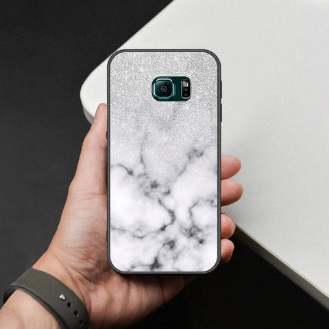 Samsung Galaxy S6 Edge Plus Cover - White Marble Series - HQ Ultra Shine Premium Infinity Glass Soft Silicon Borders Case