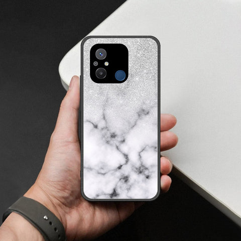 Xiaomi Redmi 12C Cover - White Marble Series - HQ Ultra Shine Premium Infinity Glass Soft Silicon Borders Case
