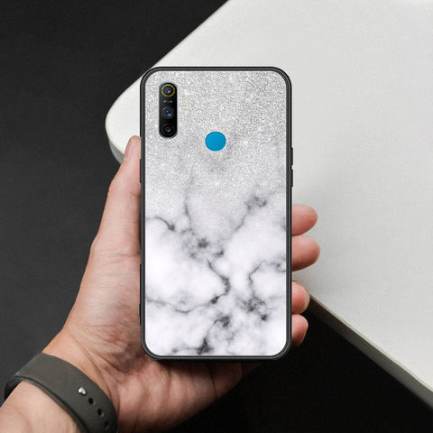 Realme 5s Cover - White Marble Series - HQ Ultra Shine Premium Infinity Glass Soft Silicon Borders Case