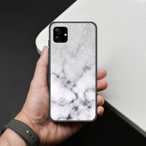 Samsung Galaxy M17 Cover - White Marble Series - HQ Ultra Shine Premium Infinity Glass Soft Silicon Borders Case