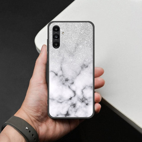 Samsung Galaxy A04s Cover - White Marble Series - HQ Ultra Shine Premium Infinity Glass Soft Silicon Borders Case
