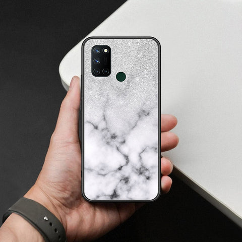 Realme C17 Cover - White Marble Series - HQ Ultra Shine Premium Infinity Glass Soft Silicon Borders Case