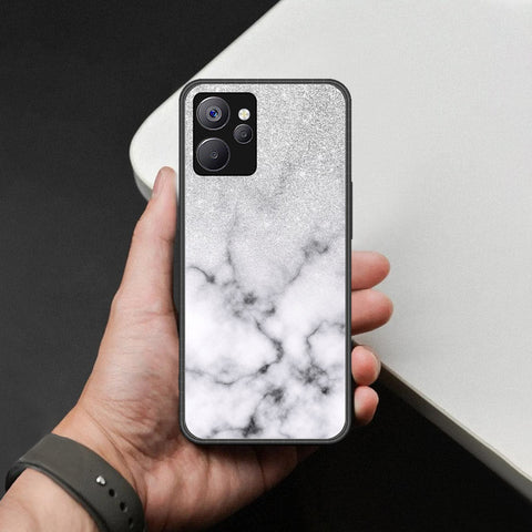 Realme 10T Cover - White Marble Series - HQ Ultra Shine Premium Infinity Glass Soft Silicon Borders Case