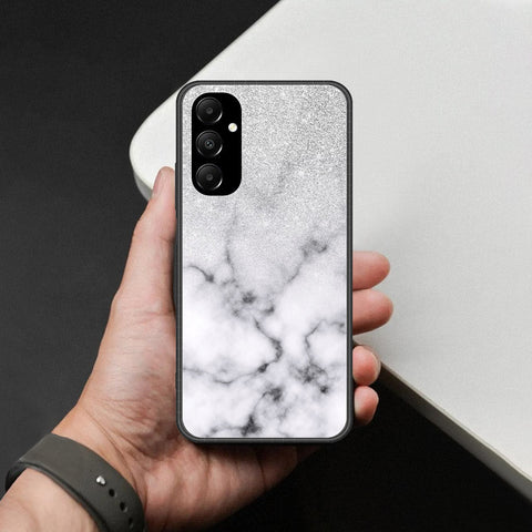 Samsung Galaxy M14 4G Cover - White Marble Series - HQ Ultra Shine Premium Infinity Glass Soft Silicon Borders Case