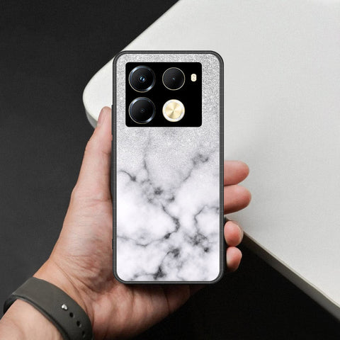 Infinix Note 40 Pro Cover - White Marble Series - HQ Ultra Shine Premium Infinity Glass Soft Silicon Borders Case