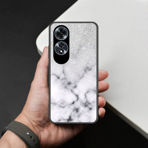 Oppo A60 Cover - White Marble Series - HQ Ultra Shine Premium Infinity Glass Soft Silicon Borders Case