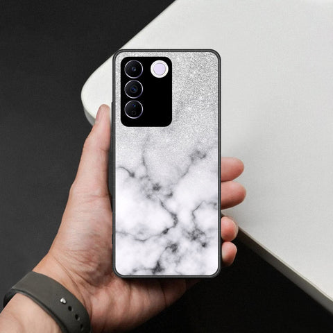 Vivo S16e Cover - White Marble Series - HQ Ultra Shine Premium Infinity Glass Soft Silicon Borders Case