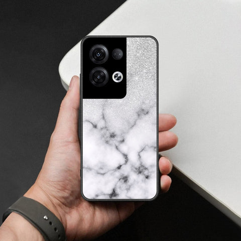 Oppo Reno 8 Pro  Cover - White Marble Series - HQ Ultra Shine Premium Infinity Glass Soft Silicon Borders Case