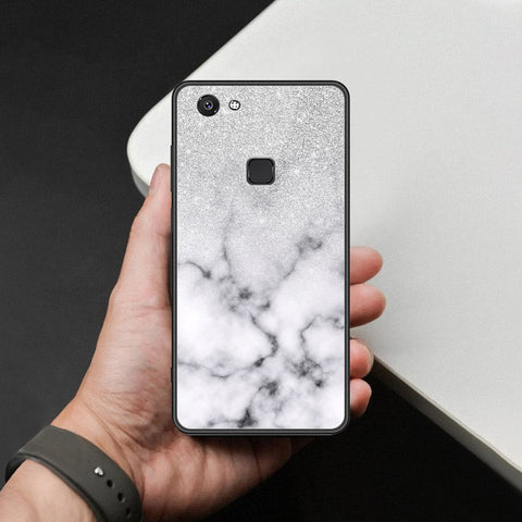 Vivo Y75 Cover - White Marble Series - HQ Ultra Shine Premium Infinity Glass Soft Silicon Borders Case