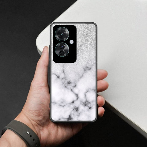 Oppo Reno 11F 5G Cover - White Marble Series - HQ Ultra Shine Premium Infinity Glass Soft Silicon Borders Case