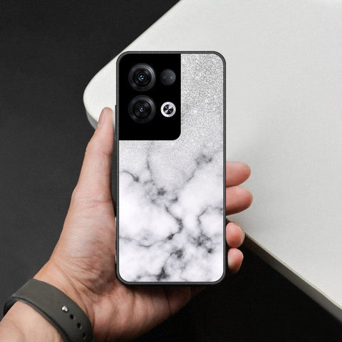 Oppo Reno 8 Pro Plus Cover - White Marble Series - HQ Ultra Shine Premium Infinity Glass Soft Silicon Borders Case
